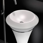 pedestal wash basin white matt round with led light Glass Design Isola