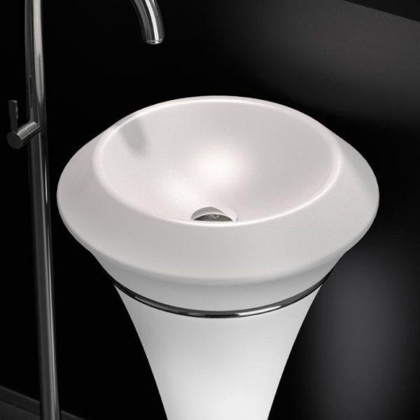 wash hand basin freestanding round with led light modern Glass Design Isola