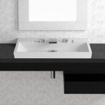 Semi Recessed Wash Basin with Tap Hole 72×52 Glass Design Italy FL White