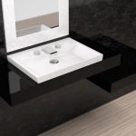 Modern Semi Recessed Basin with Tap Hole 72×52 Glass Design Italy FL White