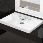 White matt Luxury Semi Recessed Wash Basin with Tap Hole 72×52 Glass Design Italy FL