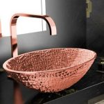 modern wash basin designs in hall Gold Pink Glass Design Ice Oval Lux