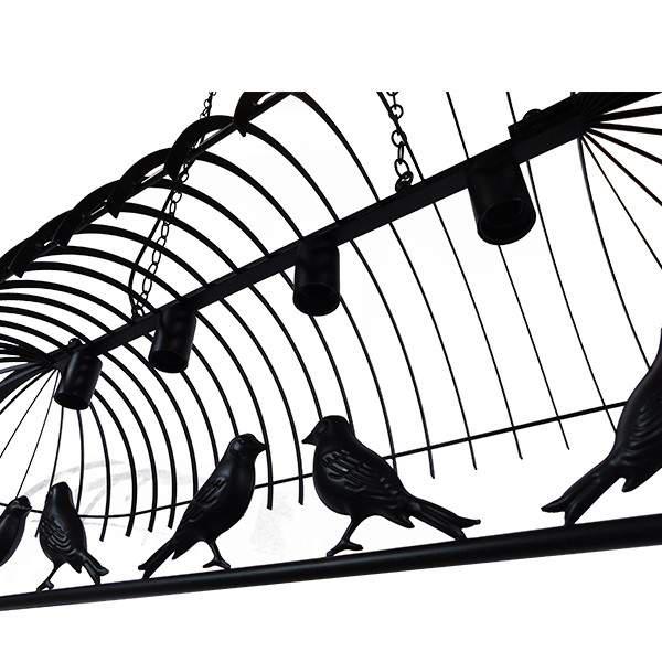 Φωτιστικά κρεμαστά μοντέρνα πολύφωτα μαύρα μεταλλικά κλουβί πουλιά 01255