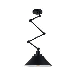 Industrial 1-Light Black Ceiling Light with Swing Arm and Bell Shaped Shade 9126 Pantograph Nowodvorski