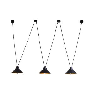 Industrial 3-Light Black Copper Metal Pendant Ceiling Light with Three Bell Shades 9146 Perm Nowodvorski