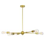6-Light Minimal Industrial Linear Gold Rotatable Semi – Flush Mount Ceiling Light 00786 globostar