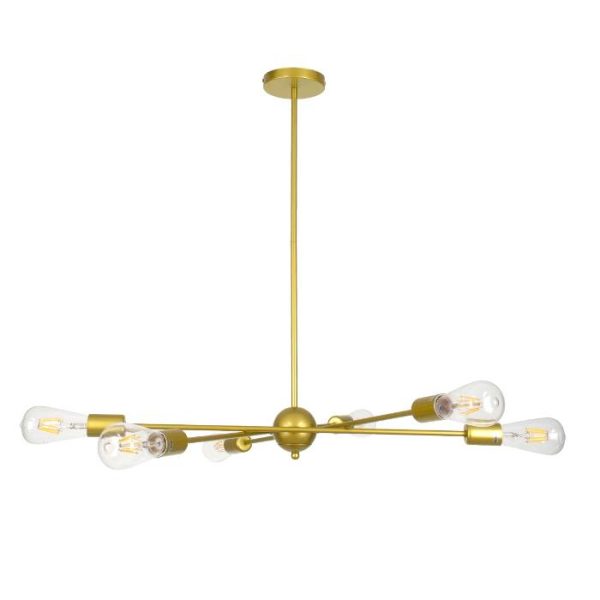 6-Light Minimal Industrial Linear Gold Rotatable Semi - Flush Mount Ceiling Light 00786 globostar