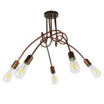 01564 QUARZO Industrial Copper Metal 5-Light Semi Flush – Mount Ceiling Light with Abstract Grid