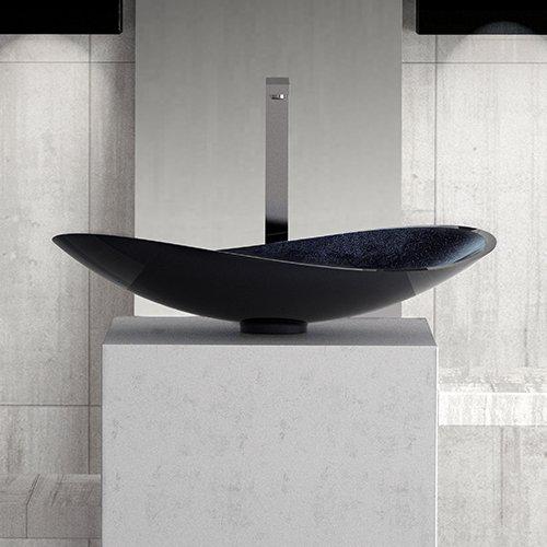 Glass Design Infinity Starlight BLack Modern Counter Top Wash Basin 65x38 cm
