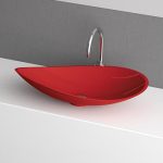 Modern Red Counter Top Wash Basin 65x38 cm Glass Design Infinity Colour