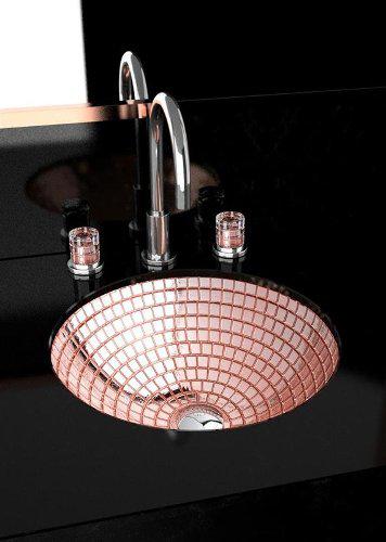 Glass Design Mosaic Anniversary Sotto Modern Italian Wash Basin Undermount Ø42