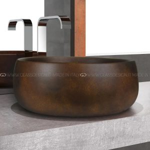 Round table top wash basin luxury Polo Metal Glass Design