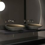 Italian counter top wash basin in the hall oval Kool Old Bronze Glass Design