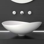 Italian counter top wash basin white oval luxury Infinity Over Glass Design