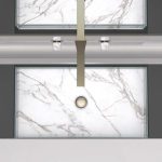 Italian countertop wash basin marble white Skyline Calacatta Glass Design