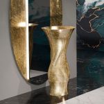 Italian free-standing bathroom wash basin Dame Gold Leaf Glass Design