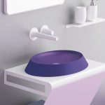 Italian hand wash sink counter top oval purple Bubble Violet Glass Design