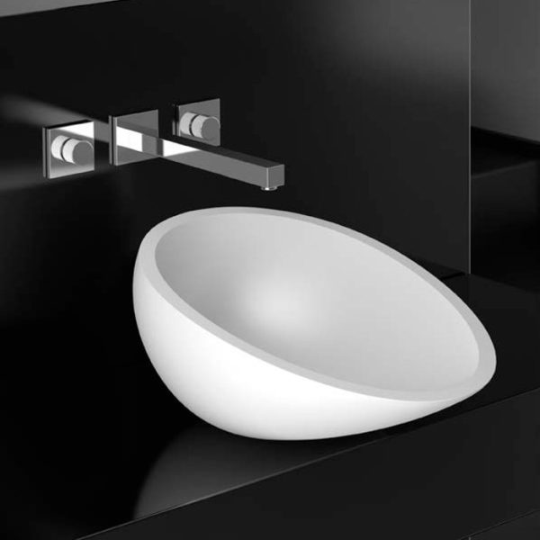Italian Modern Oval Counter Top Wash Basin 34x51 cm Glass Design Air White Glossy