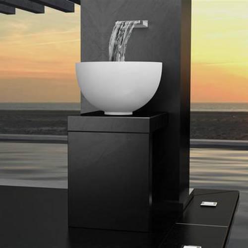 bathroom sink countertop round white modern Glass Design Cocoon Materic