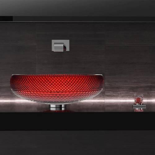 table top wash basin red modern crystal round Glass Design Scenic Ramada Rubino