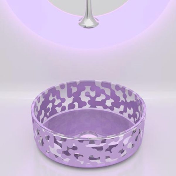 Modern wash basin designs in hall Marea Color Lavender Glass Design