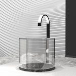 Italian table top wash basin black marble round Xtreme Medium Marquinia Glass Design