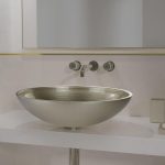 Italian table top wash basin oval modern 51×39 Metropole Flou Platinum Glass Design