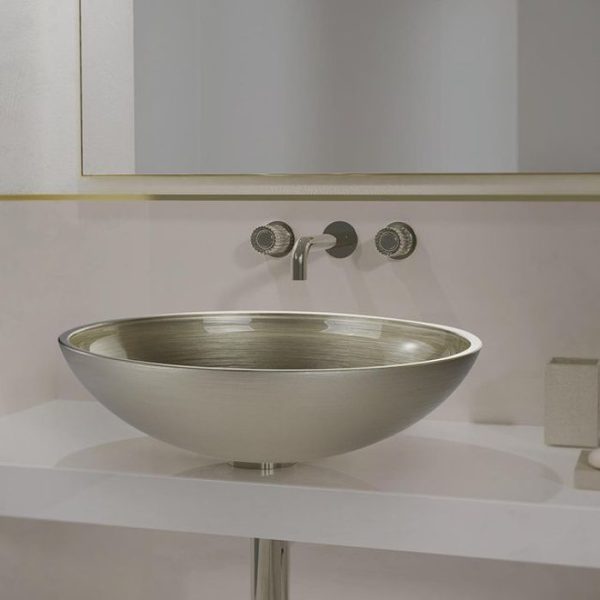 Italian counter top hand wash basin oval Glass Design Metropole Flou Platinum