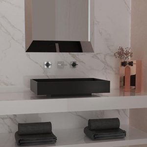 Παραλληλογραμμος νιπτηρας τουαλετας επικαθημενος μαυρος ματ ιταλικος Glass Design Koko