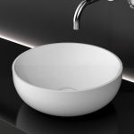 Italian table top wash basin round white matt Collina White Glass Design