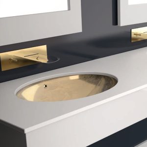 Luxury undermount wash basin oval 51x39 Flou Sotto Gold Leaf Glass Design