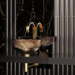 Italian wash basin designs in hall bronze round Ramada Lux Glass Design