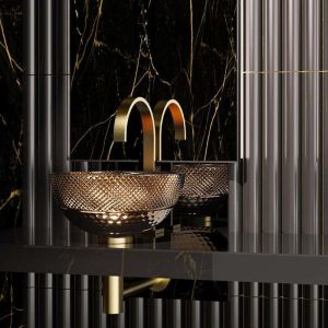 Modern Italian Round Countertop Wash Basin Ø34 Glass Design Ramada Lux Bronze