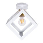 00800 CUBE Industrial 1-Light Square White Metal Semi – Flush Mount Ceiling Light