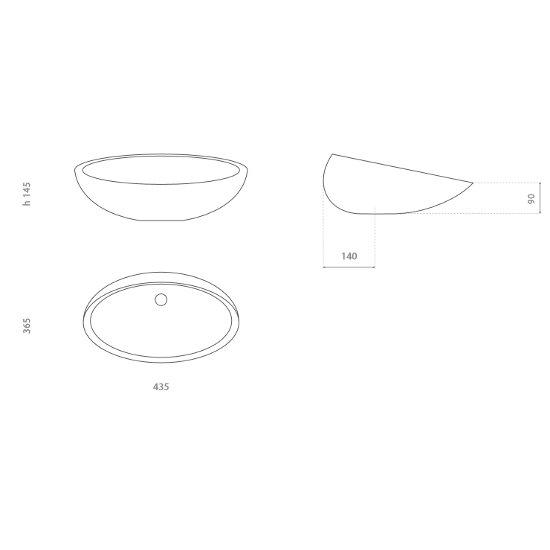 Oval Counter Top Basin Kool Dimensions