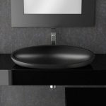 Italian Modern Oval Semi Recessed Wash Basin Black Matt 64×39 Glass Design Kool XL FL