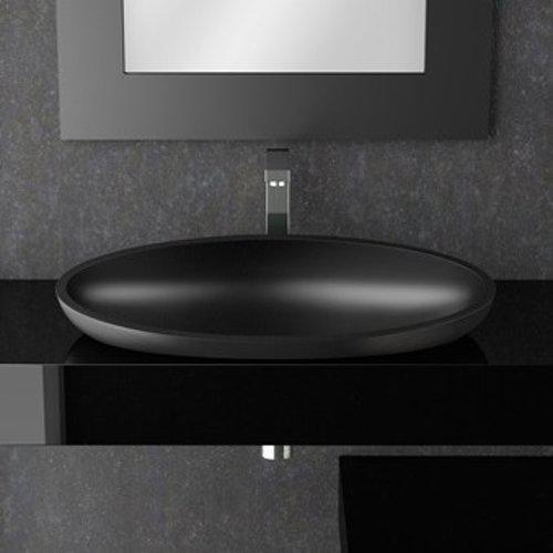 Oval semi recessed basin 64x39 Kool XL FL Black Glass Design