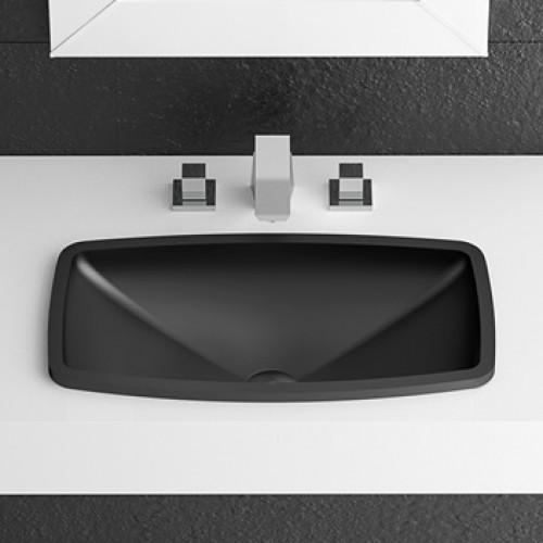 undermount bathroom sink black rectangular modern italian GLass Design Kosta 2 57x33