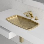 undermount bathroom sink gold leaf rectangular luxury GLass Design Kosta 2