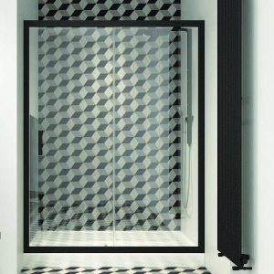 Modern Black Sliding Shower Door 6mm Clear Safety Glass Nanoskin 190H Orabella ENERGY