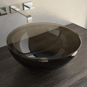 Glass Design Laguna Smoke Modern Italian Round Counter Top Wash Basin Ø41