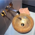 LUXURY COUNTERTOP WASH BASIN ROUND CRYSTAL GRAFFITI RED GOLD IVORY