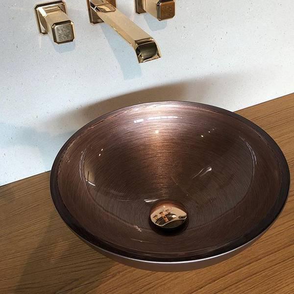 bathroom sink countertop round bronze luxury crystal Glass Design Metropole Round