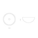 Luna 44 round counter top wash basin by Italian Glass Design Dimensions