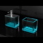 Αξεσουάρ μπάνιου ποτηροθήκη και dispenser Colori Τουρκουάζ Glass Design
