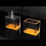 Αξεσουάρ μπάνιου ποτηροθήκη και dispenser Colori Κίτρινο Glass Design