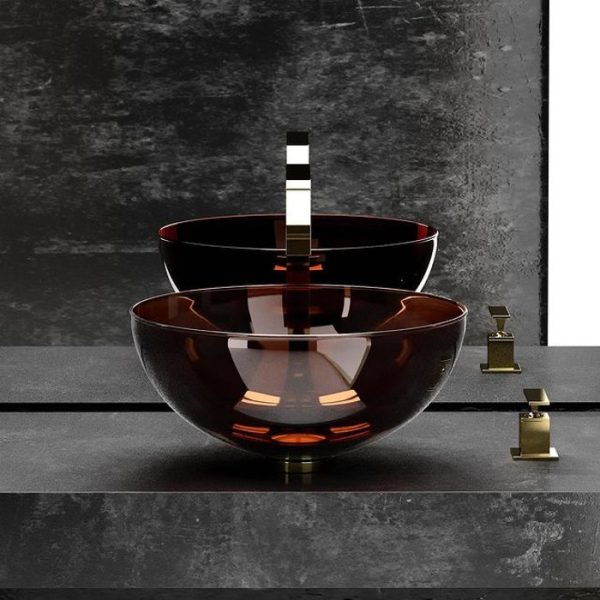 Glass Design Laguna Night Modern Italian Round Counter Top Wash Basin Ø41