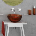 Luxury counter top wash basin round Rose Rubino Glass Design