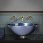 Luxury counter top wash basin round italian blue Metropole Round Glass Design