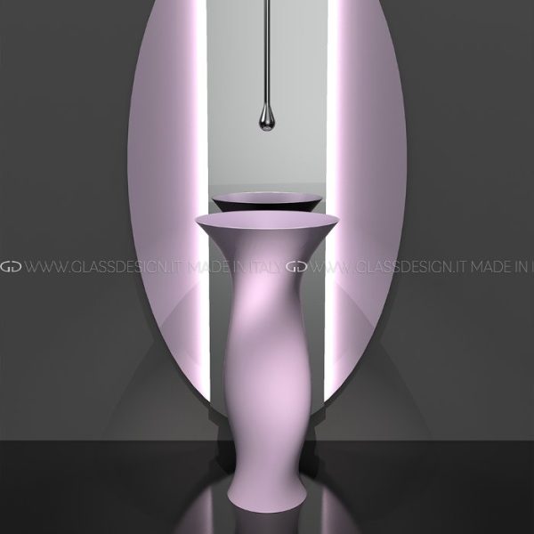 Luxury pedestal bathroom sinks handmade round purple Dame Lavender Glass Design